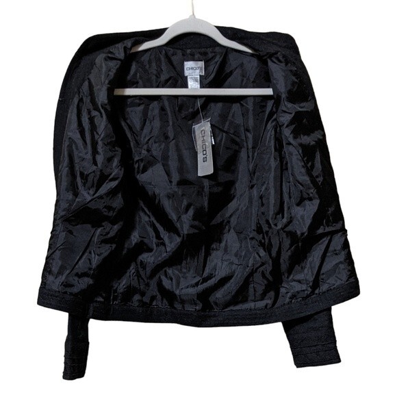 chicos stitch design corbin embroidered charcoal wool blend jacket blazer 1/S - Picture 5 of 10